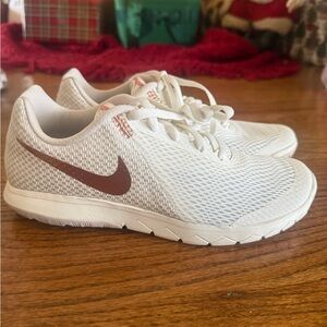 Nike Women's White and Rose Gold Athletic Shoes